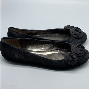 Boden black rosette flower to round ballet flats
